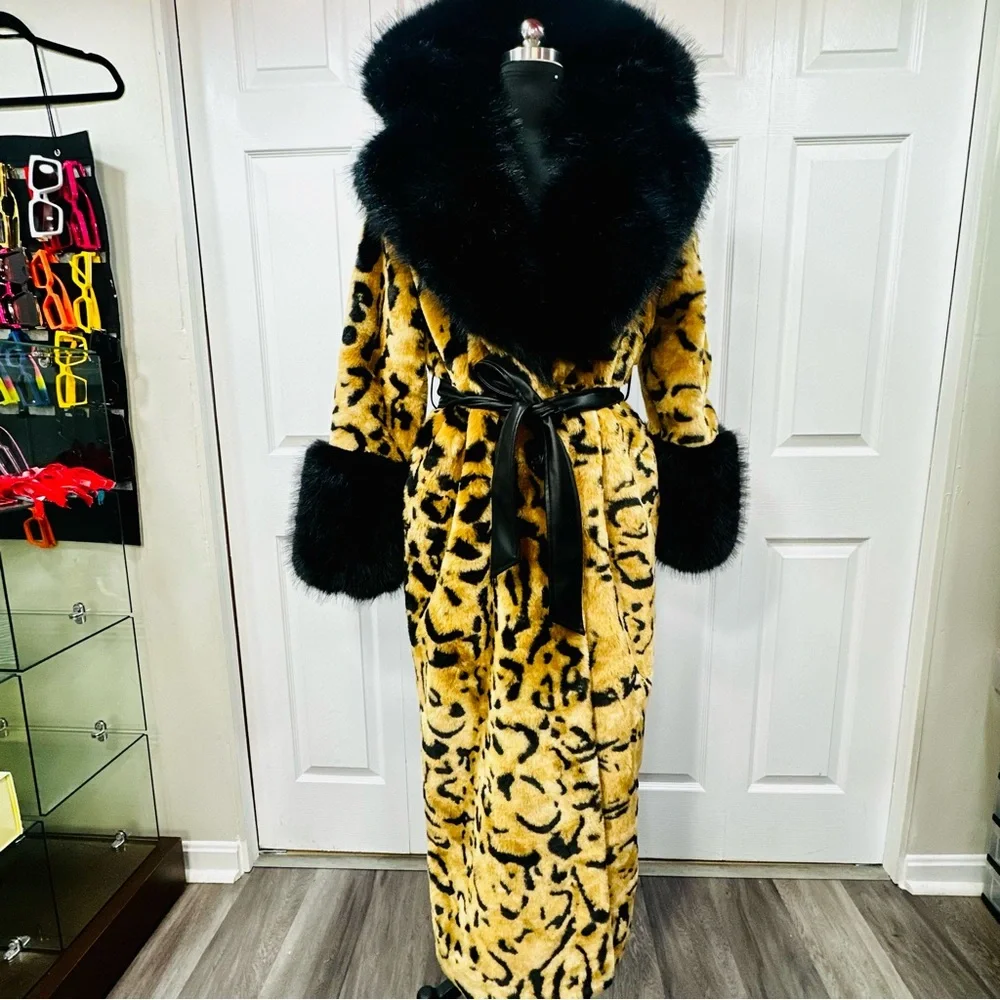 Fashion Nova Dakota Leopard Fur Maxi Coat - Leopard - Picture 1 of 16
